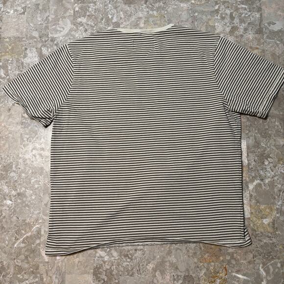 Corridor New York Shirt Mens Large Striped Tee Natural Pocket Crew Cotton - Picture 8 of 9